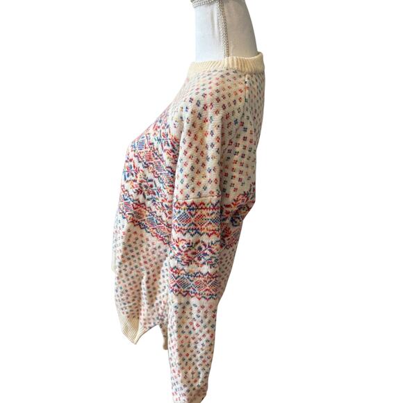 J Crew Fair Isle Crewneck Sweater Off White Primary Color Print M - Picture 3 of 6